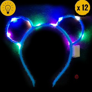 VINCHA OREJAS RATON CALADA LUMINOSA COLOR CELESTE x 12